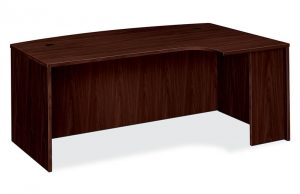 HON - Basyx Laminate Desk Shell with curved extension.